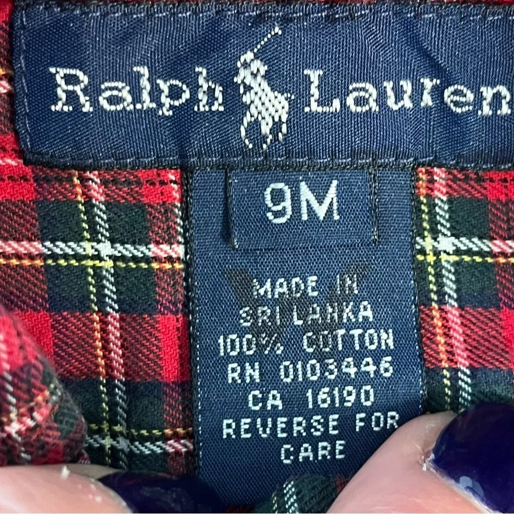 Ralph Lauren Plaid Shirt and Khaki pants set size 9 months 100% cotton